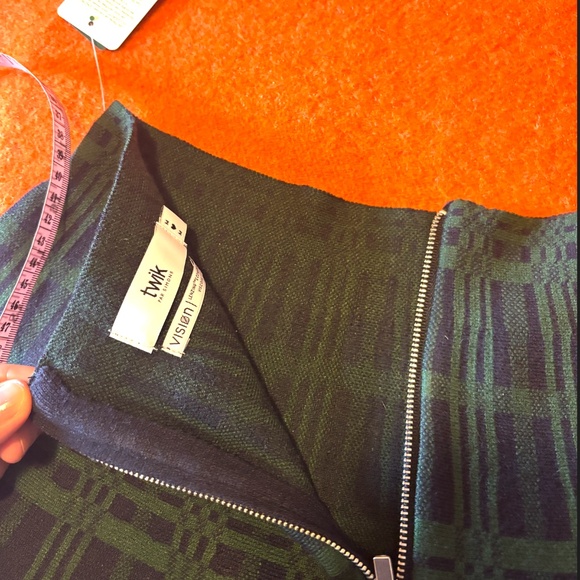 Green and black plaid tartan knit jersey skater skirt NWT - Picture 11 of 12